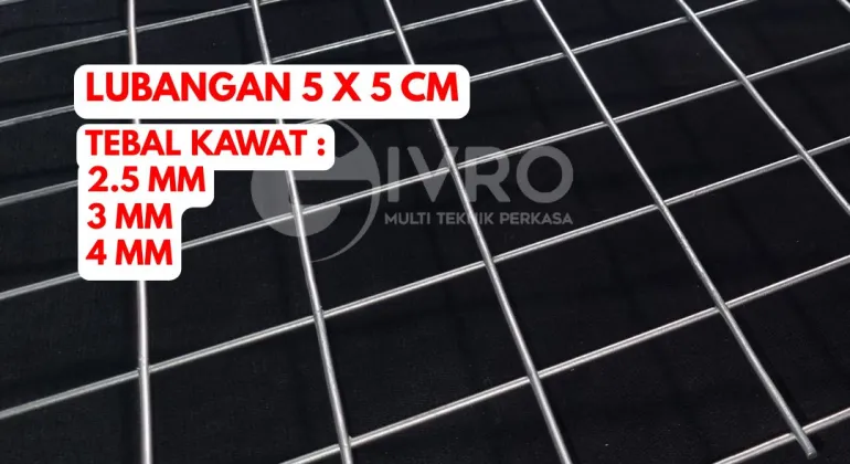 Kawat Ram Mesh Lembaran Galvanis Lubangan 5x5cm Tebal Kawat 2.5mm - 3mm dan 4mm
