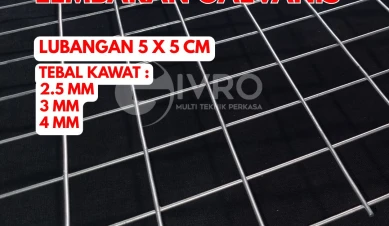 Kawat Ram Mesh Lembaran Galvanis Lubangan 5x5cm Tebal Kawat 25mm  3mm dan 4mm