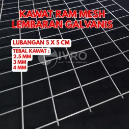 Kawat Ram Mesh Lembaran Galvanis Lubangan 5x5cm Tebal Kawat 25mm  3mm dan 4mm